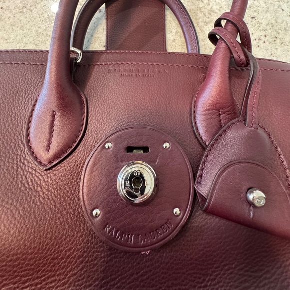 Ralph Lauren Small Ricky Leather Top Handle Bag - Bordeaux - Picture 6 of 11